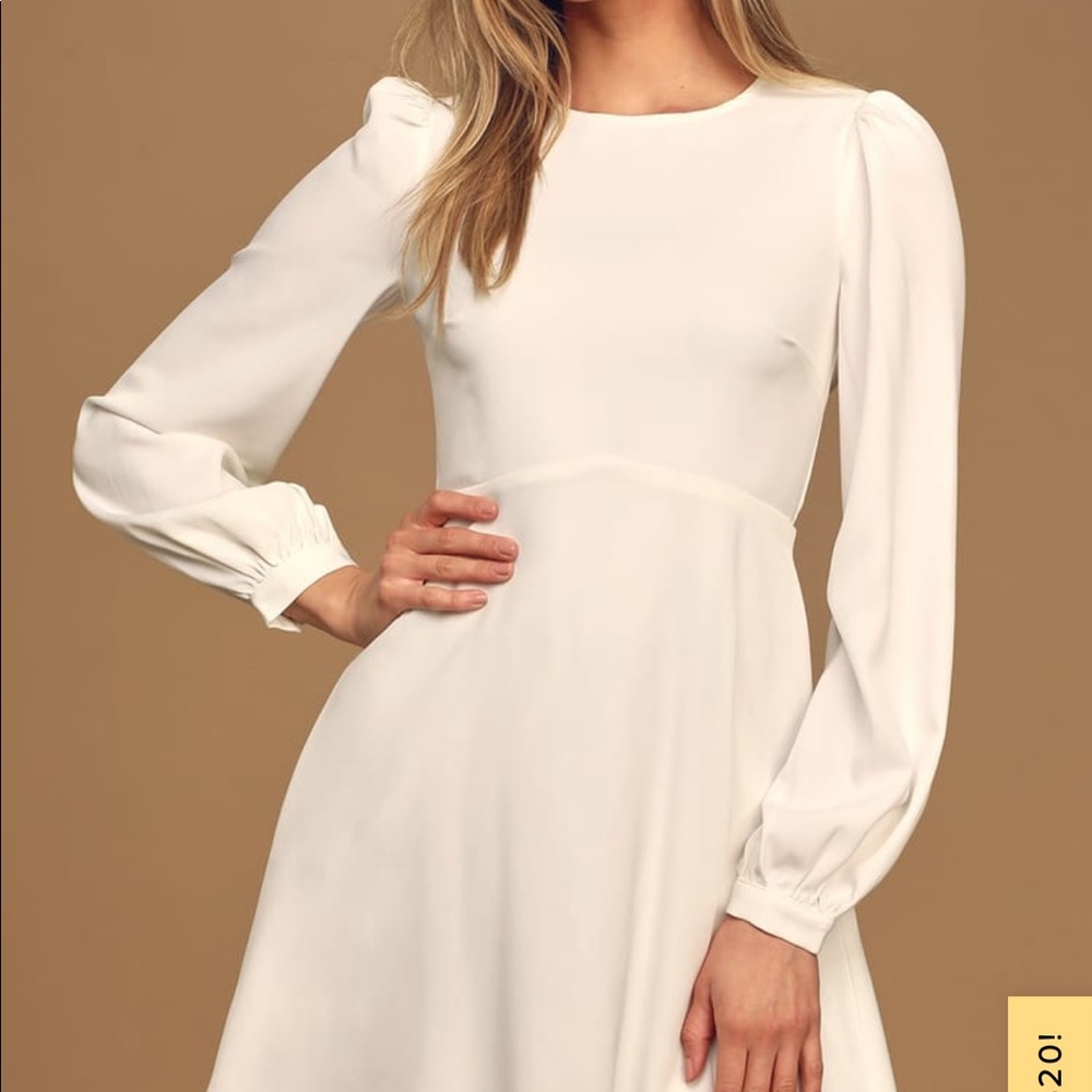 Follow Me White Long Sleeve Dress